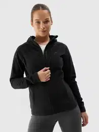 Women's regular fleece with a hood - black