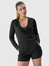 Women's Sports Quick-Drying Zip-Up Hooded Sweatshirt - Black