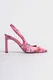 Capone Outfitters Women's Open Back Pointed Toe High Heeled Floral Patterned Shoes