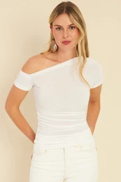 Women's White Gathered Sides Blouse