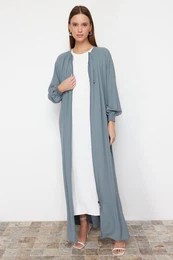 Mint Mevlana Model Woven Thin Crepe Cape & Abaya & Abaya