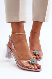 Transparent Sandals with Ornament Purple D&A