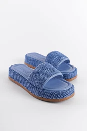 Wedge Heel Straw Wrapped Straw Single Strap Women's Slippers