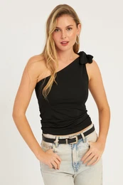 Women's Black One-Shoulder Blouse