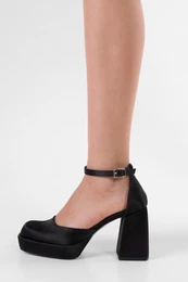 Women's Pascal Black Satin Platform Heeled Shoes