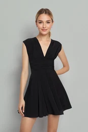 Black Straight Skater Sleeveless Skater/Waist Open Elastic Sandy Mini Dress