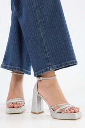 Women's Dian Silver Glitter Platform Heeled Shoes