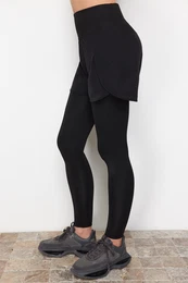 Black 2-Layer Shorts Detailed Full Length Knitted Sports Leggings