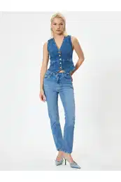 Straight Leg Slim Fit Jeans with Pockets - Eve Slim Straight Jeans