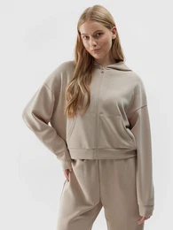 Women's Hooded Sweatshirt with Zipper - Brown
