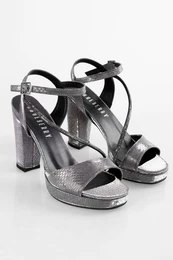 Women's Bissa Platinum Honeycomb Stone Platform Heeled Shoes