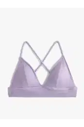 Triangle Bikini Top Textured Cross Strap Covered