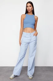 Light Blue High Waist Wide Leg Jeans