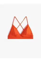 Triangle Bikini Top Textured Cross Strap Covered