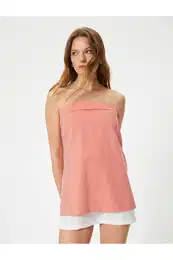 Mini Strapless Dress Cotton with Layered Look