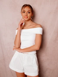 Women's ribbed crop top with open shoulders SL