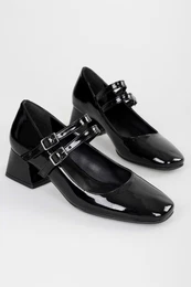 Women's Woody Black Patent Leather Heeled Shoes
