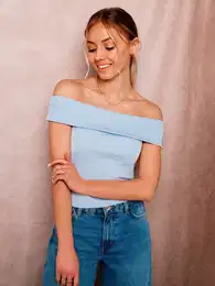 Women's ribbed crop top with open shoulders SL