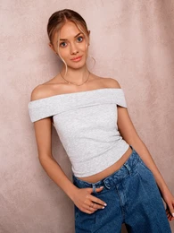 Women's ribbed crop top with open shoulders SL