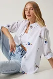 Short sleeves Vezene bluze za dame image