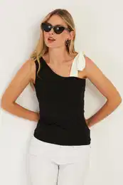 Women's Black Tie-Up Blouse