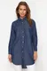 Trendyol Dark Blue Oversize Tencel Denim Modest Shirt