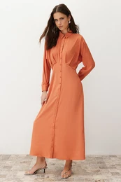 Tile Detailed Woven Shirt Dress