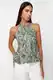 Trendyol Khaki Animal/Snake Printed Special Textured Stretchy Knitted Blouse with Tie Detail