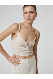 Thin Strap Crop Top Sweetheart Neck Window Detail