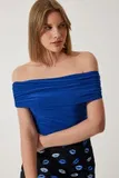 Modra Bluze s Kratkimi Rokavi za dame image