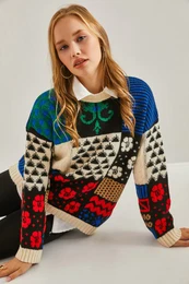 Women's Multi Patterned Knitwear Sweater