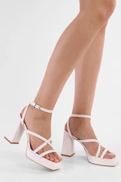 Women's Shanty White Skin Platform Heeled Shoes