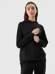Women's sweatshirt without fastening and hooded - black