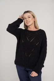 Black openwork sweater