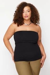 Curve Black Crepe Knit Plus Size Blouse