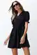 Trendyol Black Ethnic Patterned Waist Open Mini Woven Dress