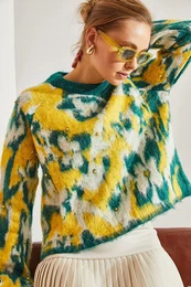 Women's Raised Pearl Stone Embroidered Knitwear Sweater