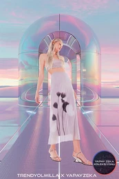 X Artificial Wit Multi-Colored Floral Printed Lined Maxi Tulle Skirt