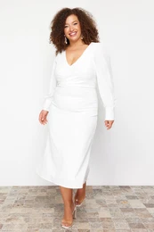 Curve White V Neck Long Mermaid Bridal/Elegant/Evening/Wedding Dress