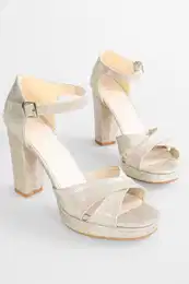Women's Giselle Gold Glitter Platform Heeled Shoes