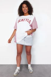 Curve Red Striped Printed Oversize 100% Cotton Knitted T-shirt