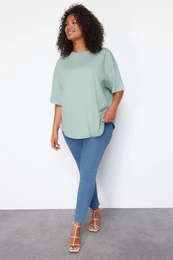 Curve Mint 100% Cotton More Sustainable Oversize Knitted T-shirt