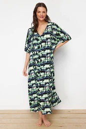 Abstract Patterned Wide Fit Midi Woven Beach Dress