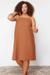 Curve Brown Strappy Woven Nightgown