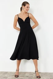 Black A-Line Woven Dress