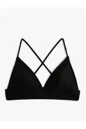 Triangle Bikini Top Textured Cross Strap Covered