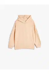 Ribbed Soft Textured Hooded Sweatshirt
