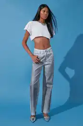 Multi Color Foil Print High Waist Jeans