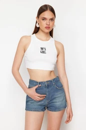 Blue High Waist Denim Shorts