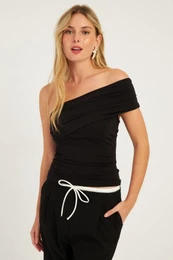 Women's Black Single Shoulder Blouse